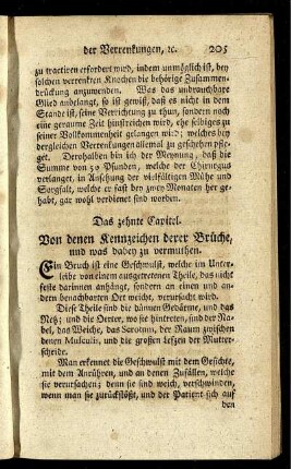 Das zehnte Capitel. Von denen Kennzeichen derer Brüche, und was dabey zu vermuthen.