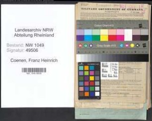 Entnazifizierung Franz Heinrich Coenen , geb. 04.12.1904 (Verwaltungsangestellter)
