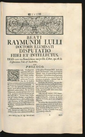 Beati Raymundi Lulli Doctoris Illuminati Disputatio Fidei Et Intellectus