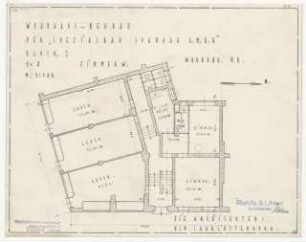 Wohnhausbebauung Franzstraße, Wörther Straße, Götelstraße für Spezialbau Spandau, Berlin-Spandau: Baublock I: Grundriss 2 Zimmerwohnung 1:100