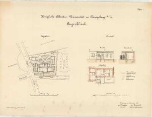 Augenklinik der Albertus-Universität Königsberg: Blatt 1, Tierstall: Ansicht, Querschnitt, Erdgeschoß