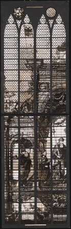 Karlsfenster in der St. Gudula-Kathedrale, Brüssel: Ansicht Glasfenster, linke Hälfte
