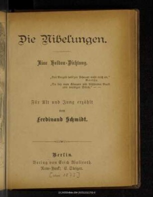 Die Nibelungen : eine Helden-Dichtung