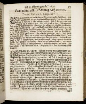 Evangelium am II. Sonntag nach Trinitatis.
