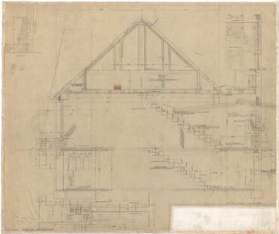 Schneider - Esleben, Paul; Düsseldorf, Leo-Statz-Str. 27; Haus Schneider-Esleben, Einfamilienhaus mit Architekturbüro - Querschnitt; Ausbau (Detail)