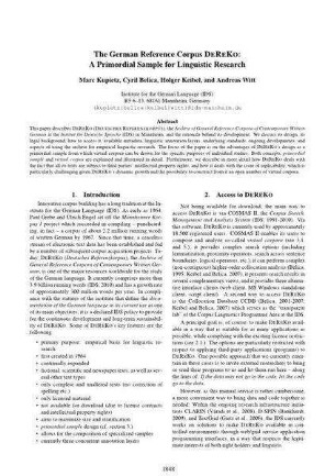 The german reference corpus DeReKo : a primordial sample for linguistic research