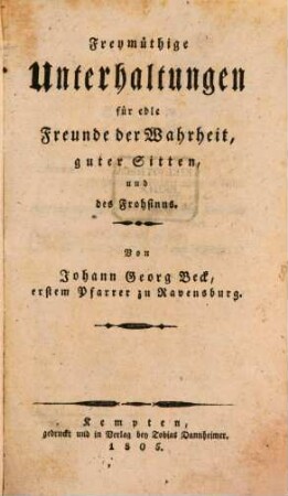 Freymüthige Unterhaltungen