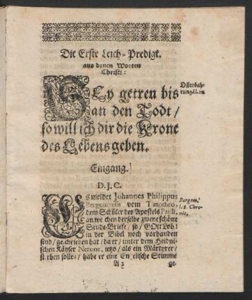 Die Erste Leich-Predigt.