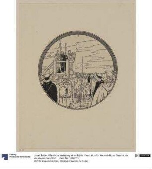 Öffentliche Verlesung eines Edikts. Illustration für: Heinrich Boos. Geschichte der rheinischen Städtekultur von ihren Anfängen bis zur Gegenwart mit besonderer Berücksichtigung der Stadt Worms. Berlin: Stargardt 1897