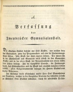 Jahresbericht von der Königlichen Gymnasialanstalt zu Zweybrücken, 1820/21