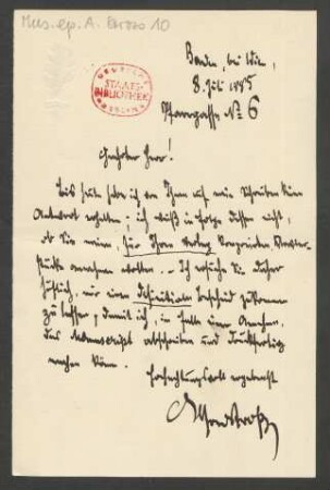 Brief an Unbekannt : 08.07.1885