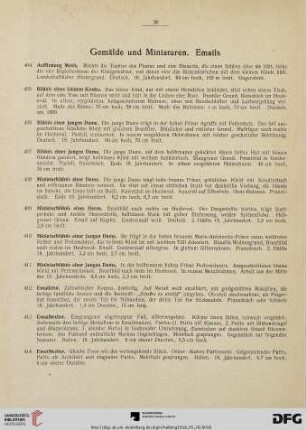 Gemälde und Miniaturen, Emails, Waffen, Verschiedenes (Nr. 404-424)