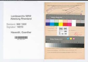 Entnazifizierung Guenther Havenith, geb. 14.06.1902 (Angest.)