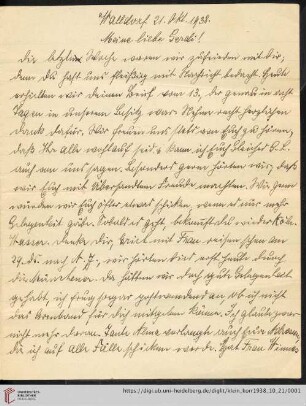 Korrespondenz von Alice und Ludwig Klein: Brief von Alice Klein an Irmgard Klein