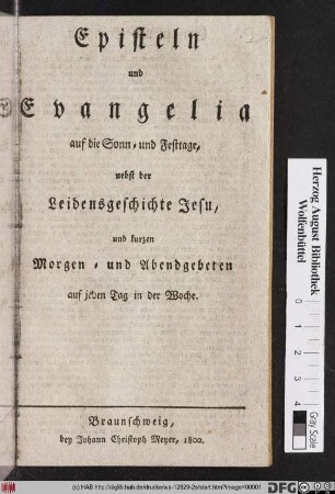 Episteln und Evangelia auf die Sonn- und Festtage