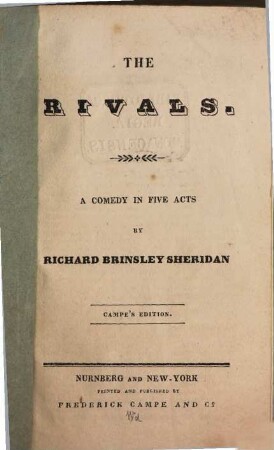 The rivals : a comedy in five acts