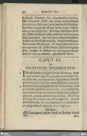 Caput VI. De Exceptione Inhabilitatis