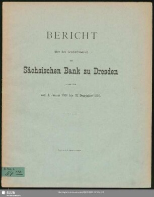 1910: Bericht : über das ... Geschäftsjahr ...