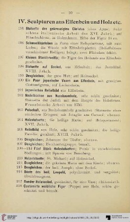IV. Sculpturen aus Elfenbein und Holz etc. (Nr. 195-232)