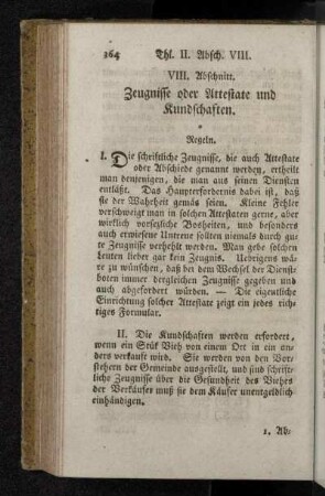 VIII. Abschnitt. Zeugnisse oder Attestate und Kundschaften.