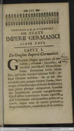 Caput I. De Origine Imperii Germanici