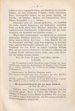 Bericht von der sechsten Generalversammlung am 24. Juni 1851