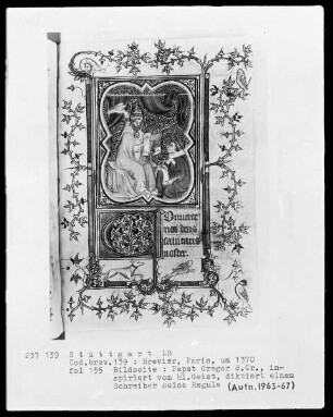 Lateinisches Stundenbuch — Bildseite mit Textanfang, Folio 155recto