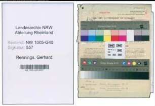 Entnazifizierung Gerhard Rennings , geb. 13.03.1900 (Justizangestellter)