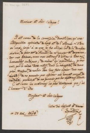 Brief an Unbekannt : 23.05.1828