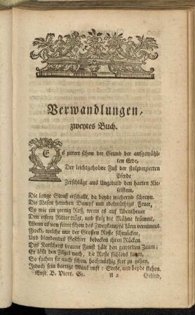 Verwandlungen, zweytes Buch. - Schreiben von den sinnlichen Ergetzlichkeiten, besonders von dem Tanzen.