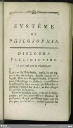 Discours Prèliminaire. Ce que c´est que la Philosophie
