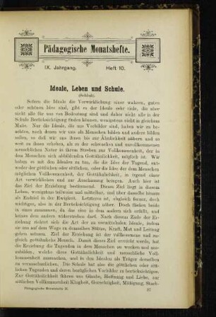 Ideale, Leben und Schule : (Schluß)