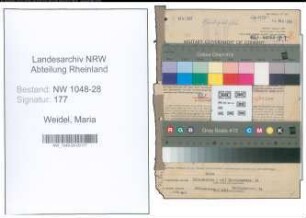 Entnazifizierung Maria Weidel , geb. 17.01.1914 (Postassistentin)