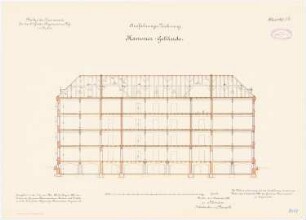 Kaserne des 4. Garderegiments zu Fuß, Berlin-Moabit: Kammergebäude: Längsschnitt 1:100