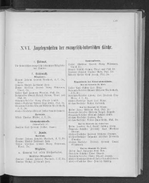 XVI. Angelegenheiten der evangelisch-lutherischen Kirche.