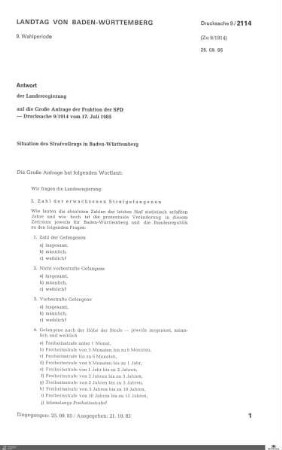Situation des Strafvollzugs in Baden-Württemberg