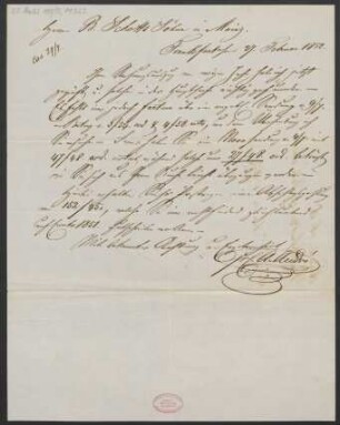 Brief an B. Schott's Söhne : 27.02.1852