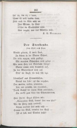 Der Sterbende. Zum Theil nach Pope.