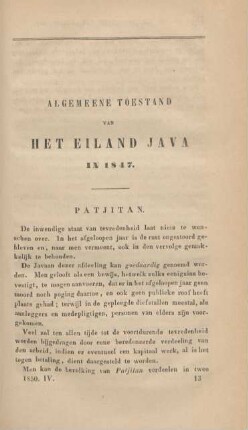 Algemeene toestand van het eiland Java in 1847