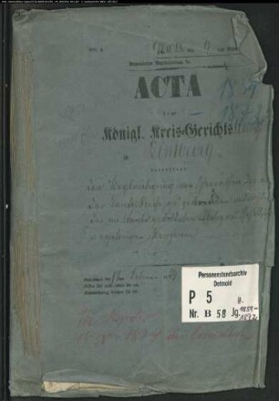 Belegakte zu den Zivilstandsregistern der Dissidenten mit den Orten Elsey, Ergste, Letmathe und Limburg (Hohenlimburg) (H 1859-1872)