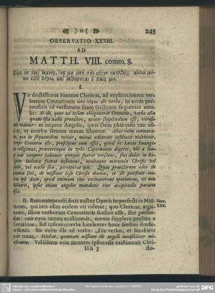Observatio XXVIII. Ad Matth. VIII. comm. 8.