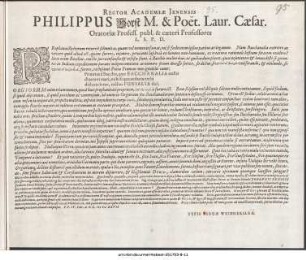 Rector Academiae Jenensis Philippus Horst M. & Poët. Laur. Caesar. Oratoriae Profess. publ. & caeteri Professores L.S.P.D. : Prophana ill iterum recurrit solemnit as, quam vel nomen in famat, rei si foedit atem ipsius parum attingamus ... P.P. IV. Febr. A. O. R. MDCXXVII