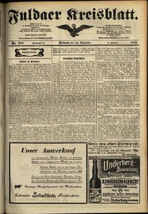Zweite Ausgabe vom Mittwoch, den 24. November 1909.
