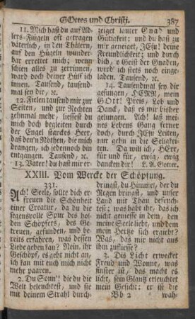XXIII. Vom Wercke der Schöpfung