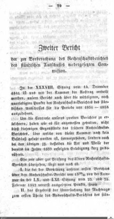 Bericht der zur Vorberatung des Rechenschaftsberchtes des ständischen Ausschusses eingesetzten Kommission