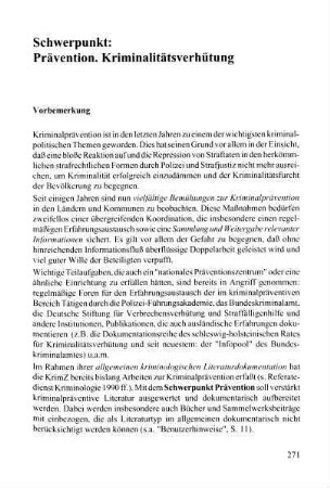 271-373, Schwerpunkt: Prävention. Kriminalitätsverhütung