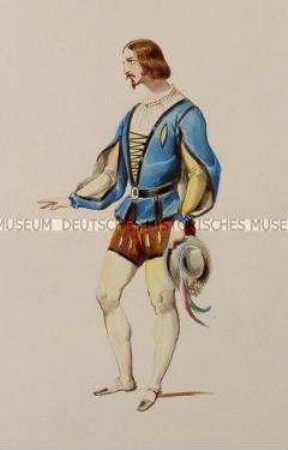 Mann im blauen Wams mit kurzen braunen Hosen - Tafel aus Franceschini/Kostümbilder (Kassette 1)