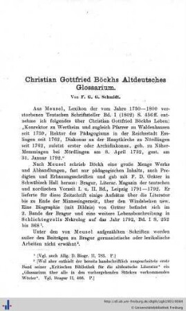 Christian Gottfried Böckhs Altdeutsches Glossarium.