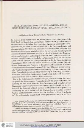 Schlußbemerkung und Zusammenfassung: Ein Fürstenhaus im "entzweiten Jahrhundert"