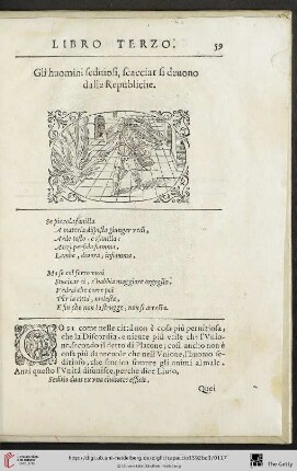 Gli huomini seditiosi, scacciar si deuono dalle Republiche